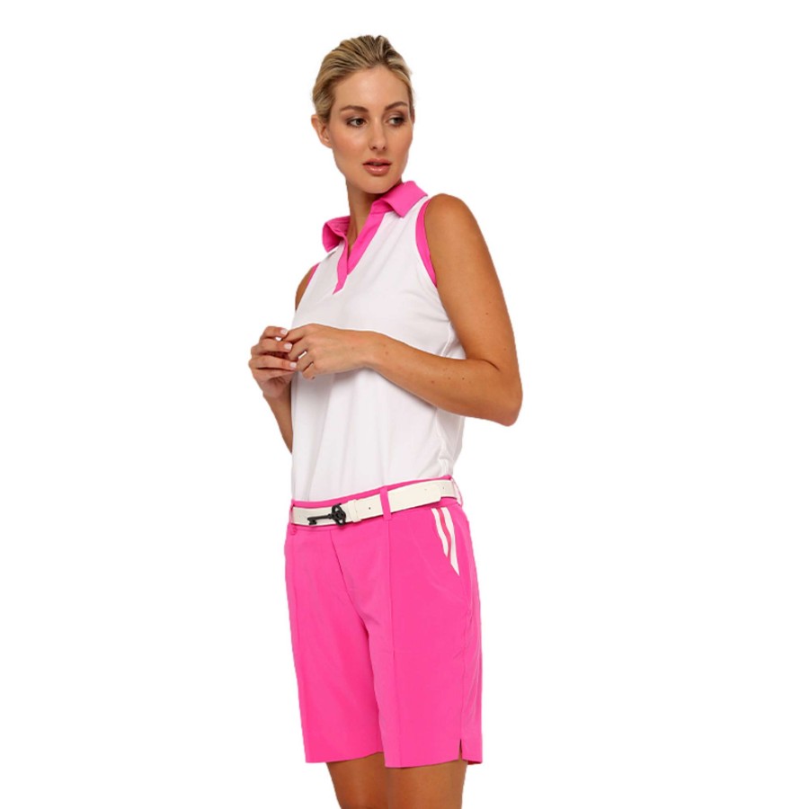 Women'S Apparel * | Action Contrast Placket Sleeveless Polo Shirt Offering Discounts