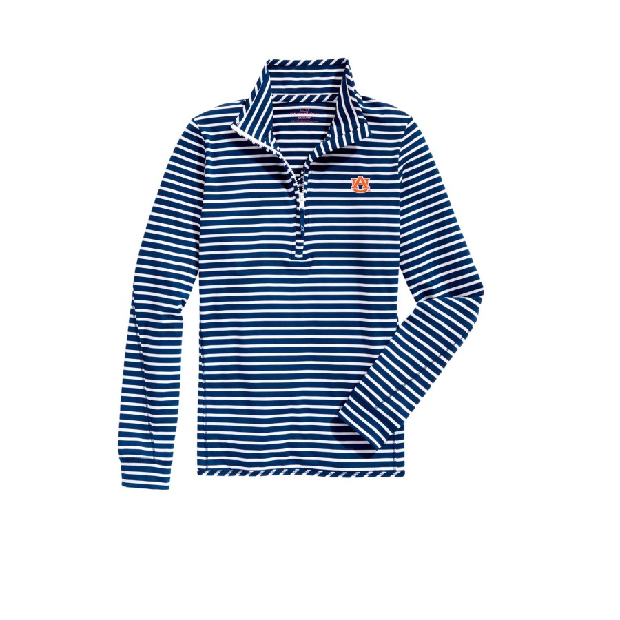 Women'S Apparel * | Auburn University Striped Quarter Zip Sankey Shep Pull Over Sales