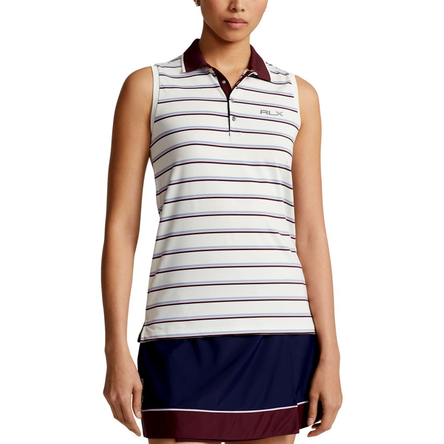 Women'S Apparel * | Airflow Striped Sleeveless Polo Shirt Top Sellers