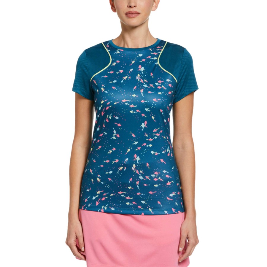 Women'S Apparel * | Allover Koi Fish Short Sleeve Top Shop New